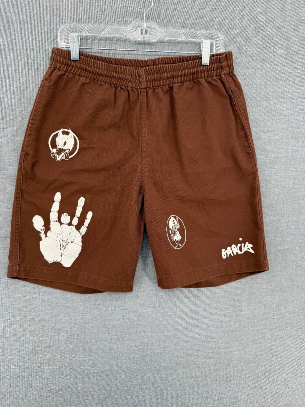 Teddy Fresh X Jerry Garcia Brown Shorts Mens M 8" Drawstring